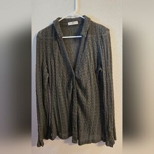 Natural Life, Deep Olive Green Lace Button-Up Cardigan, Sz.XL